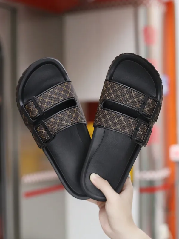 Men's / Unisex Luxury Khaki Pattern Print Slippers, Non-Slip, Indoors Outdoors, Goes Nice with Native
