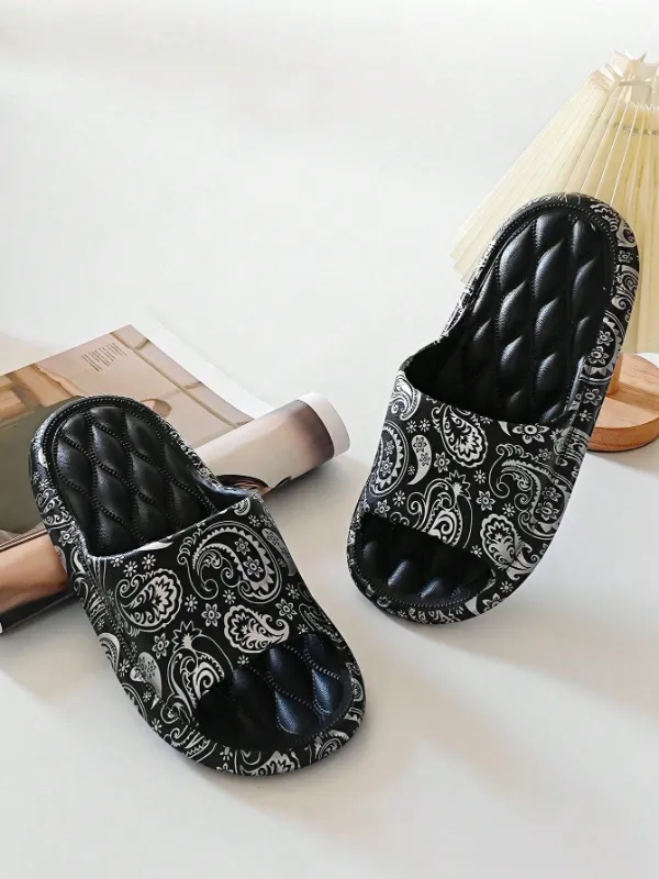 Paisley Floral Pattern Thick Sole Comfy Slip-Ons