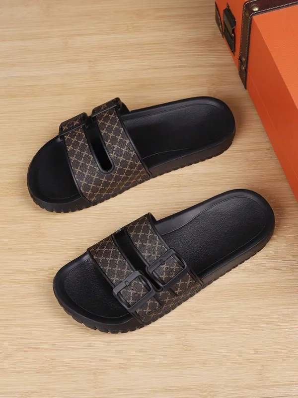 Men's / Unisex Luxury Khaki Pattern Print Slippers, Non-Slip, Indoors Outdoors, Goes Nice with Native