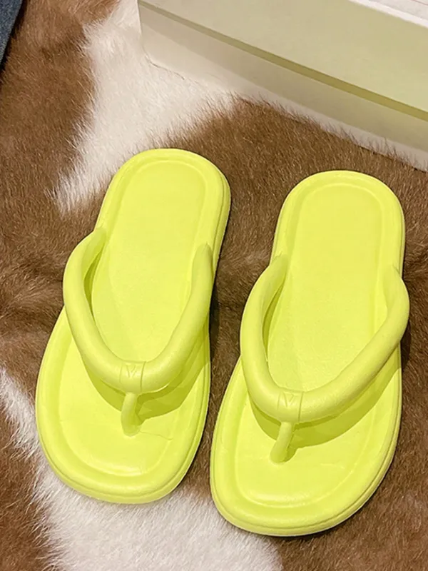 Women's Fashionable EVA Flip-Flops With Thick Soft Soles, Green A