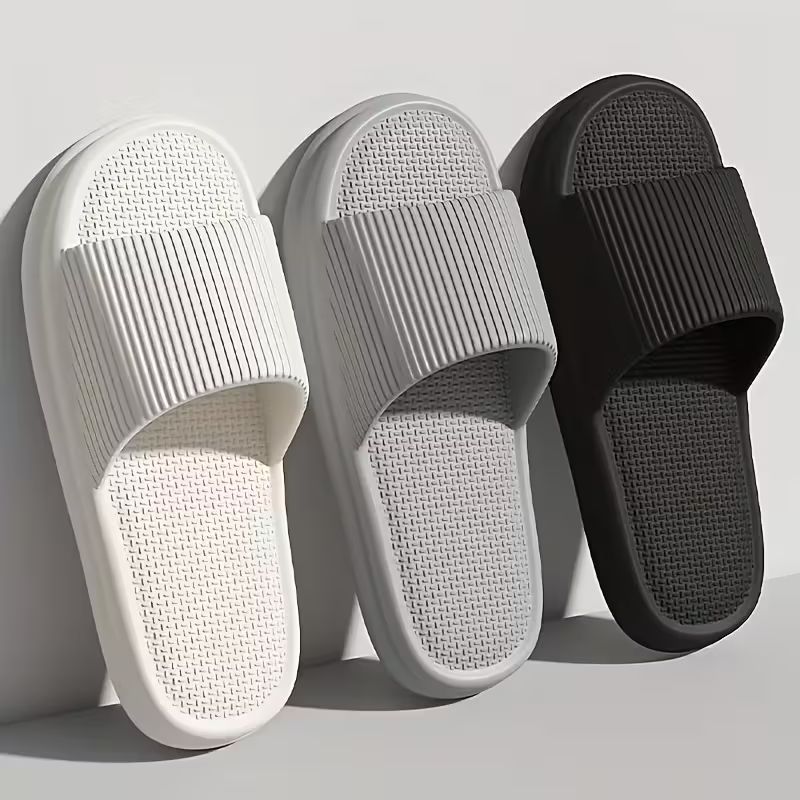 All-Season Casual Slip-On Slippers - Lightweight EVA Indoor/Outdoor House Shoes with Anti-Slip Grip, Odor-Resistant & Cushioned Comfort, Striped Design for Home, Patio, Garden, House Slippers