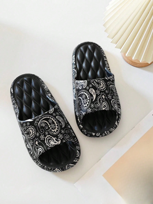 Paisley Floral Pattern Thick Sole Comfy Slip-Ons