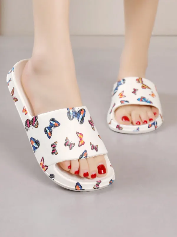 Women's Cushy Butterfly Graffiti Print Slip-Ons