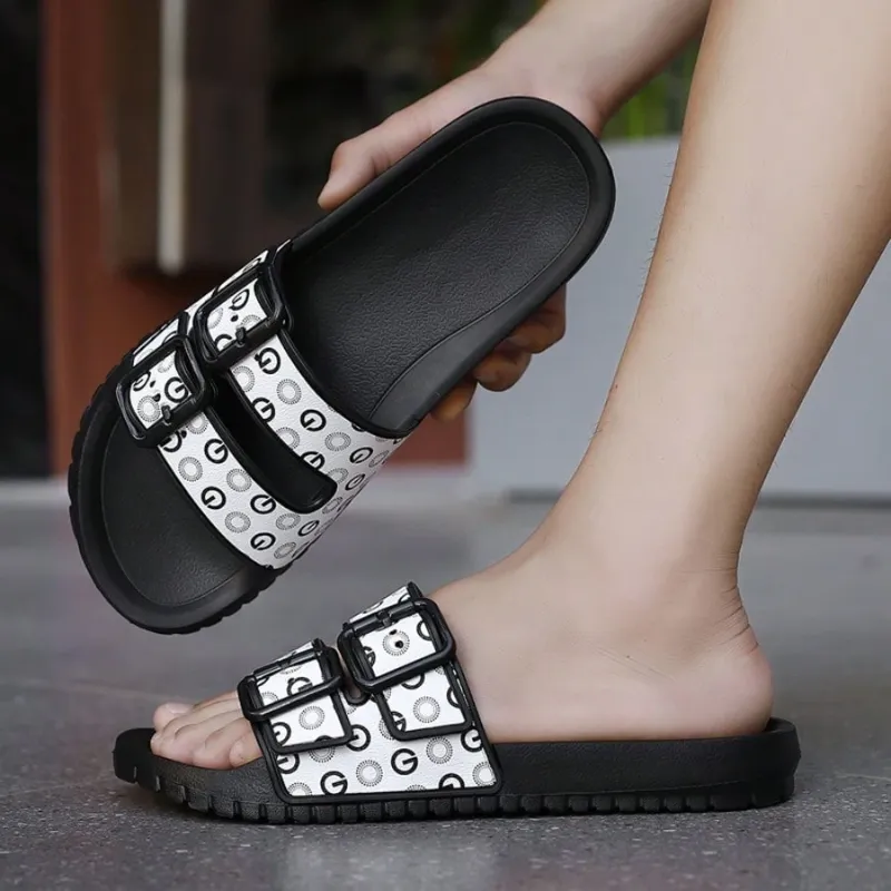 Men's / Unisex Luxury White Pattern Print Slippers, Non-Slip, Indoors Outdoors, Goes Nice with Native