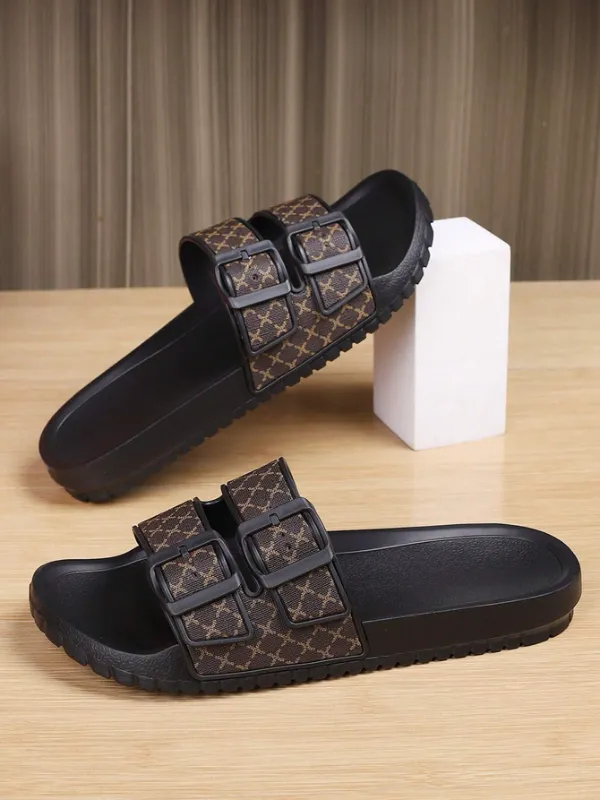 Men's / Unisex Luxury Khaki Pattern Print Slippers, Non-Slip, Indoors Outdoors, Goes Nice with Native