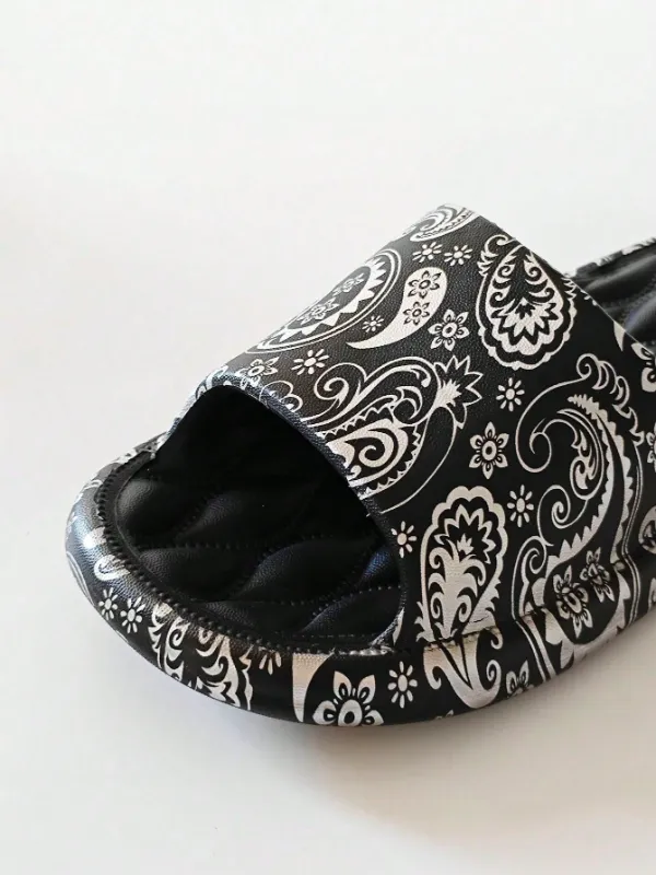 Paisley Floral Pattern Thick Sole Comfy Slip-Ons