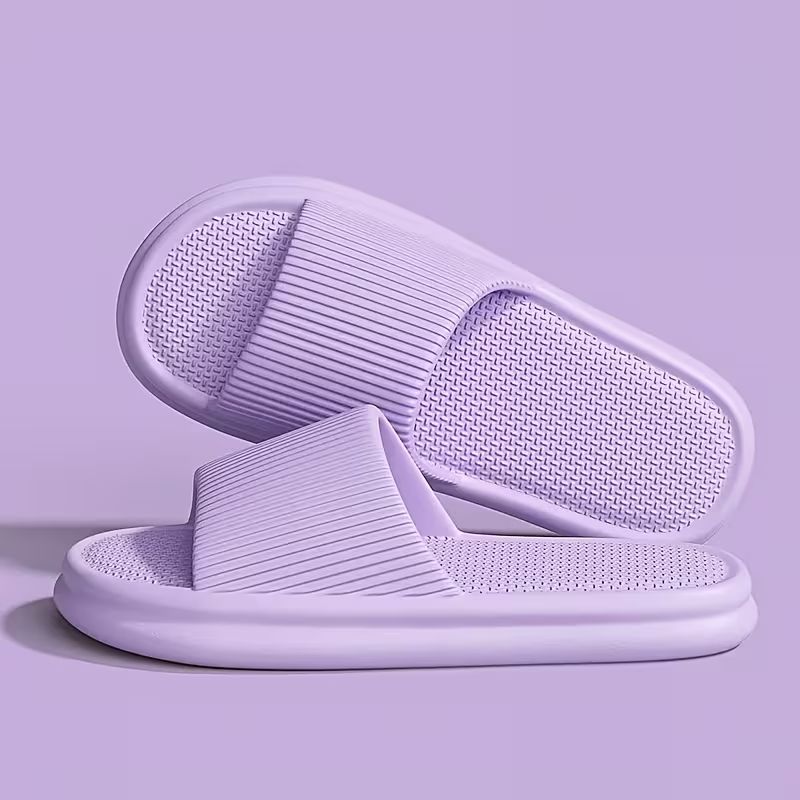All-Season Casual Slip-On Slippers - Lightweight EVA Indoor/Outdoor House Shoes with Anti-Slip Grip, Odor-Resistant & Cushioned Comfort, Striped Design for Home, Patio, Garden, House Slippers