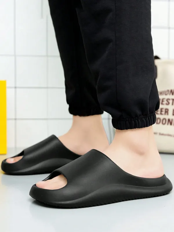 Men's Comfy Indoor Outdoor Slippers, Beach, Bathroom, Bedroom Ready, Flat Comfy Bouncy, Lightweight Thick-Soled Slippers