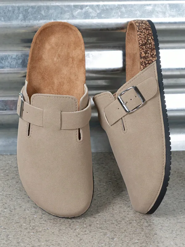 Trendy Fashion Men's Vintage Slip-On Loafers - Casual Mules with Buckle Strap, Brown E