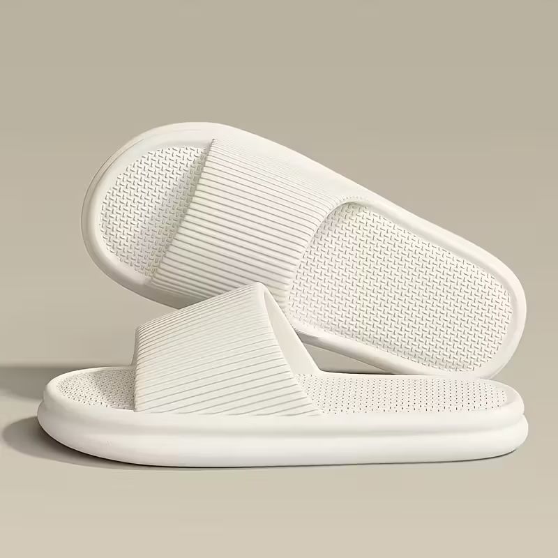 All-Season Casual Slip-On Slippers - Lightweight EVA Indoor/Outdoor House Shoes with Anti-Slip Grip, Odor-Resistant & Cushioned Comfort, Striped Design for Home, Patio, Garden, House Slippers