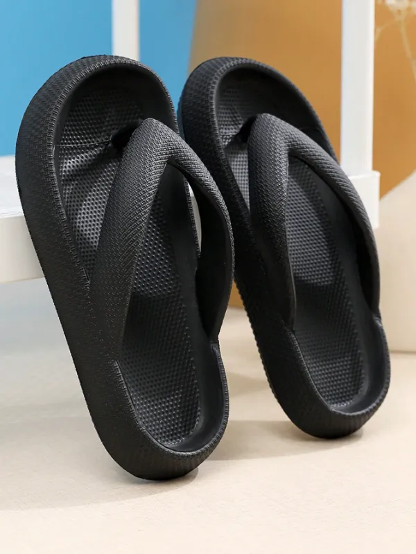 Thick Sole Non-Slip EVA Comfortably Soft and Cushy Flip-Flops, Black