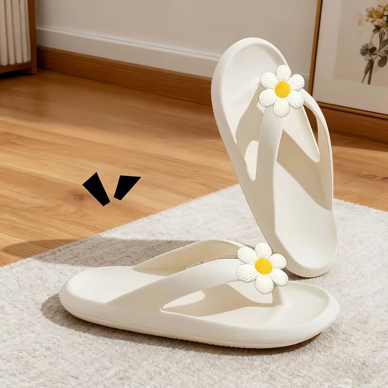 Soft EVA Slip-In Flip-Flops with Arch Support, Non-Slip Cushioned Soles, Red