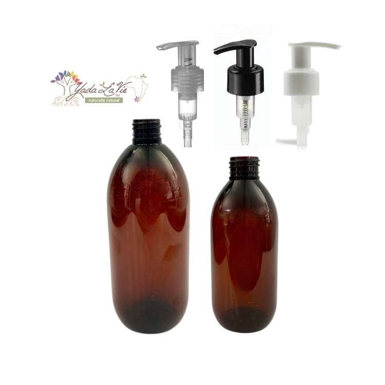 plastic amber BOTTLE + PUMP