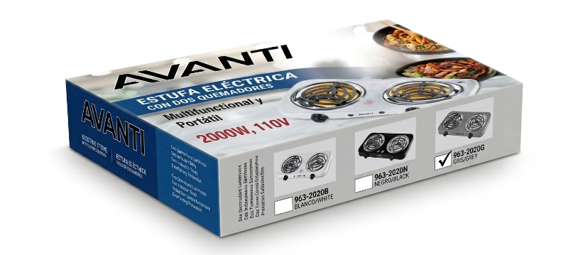 Recho Elektrik 2 Tèt AVANTI 2000W - 110V | Pòtab ak Asye Inoksidab