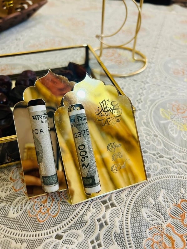 Acrelic Eidi card , Dom shape with name