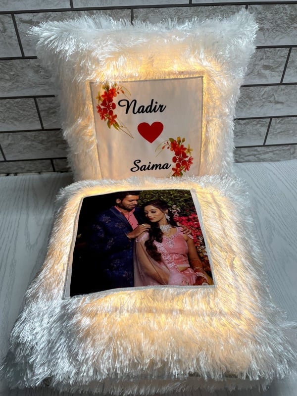 Led pillow with photo print square