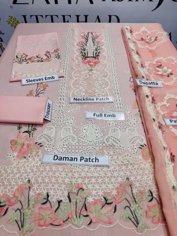 Women 3Pcs Unstitched Suit