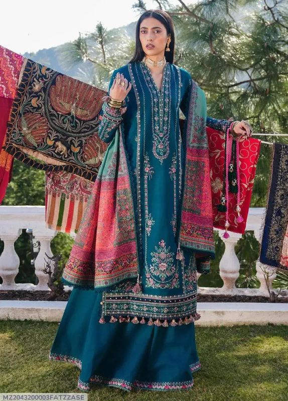 Women 3Pcs unstitched embrioded suit