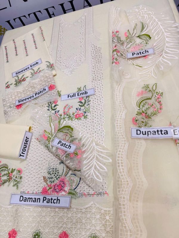 3 Psc Women Unstitched Embroided Suit