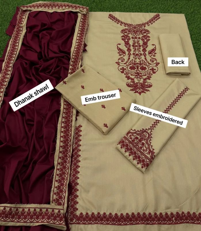 Women 3 Pcs Unstitched Embroided Suit