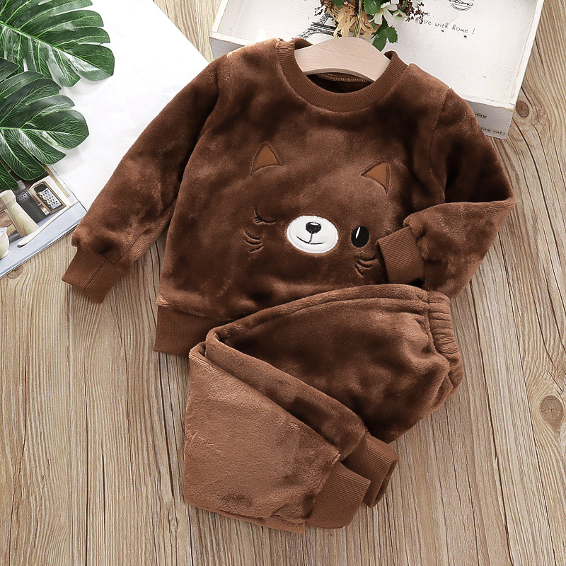 Girls Winter and Autumn Flannel pajamas Two Piece set