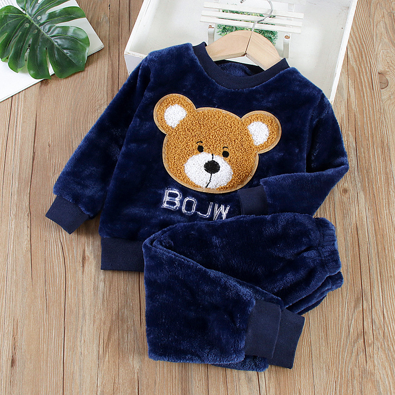 Girls Winter and Autumn Flannel pajamas Two Piece set