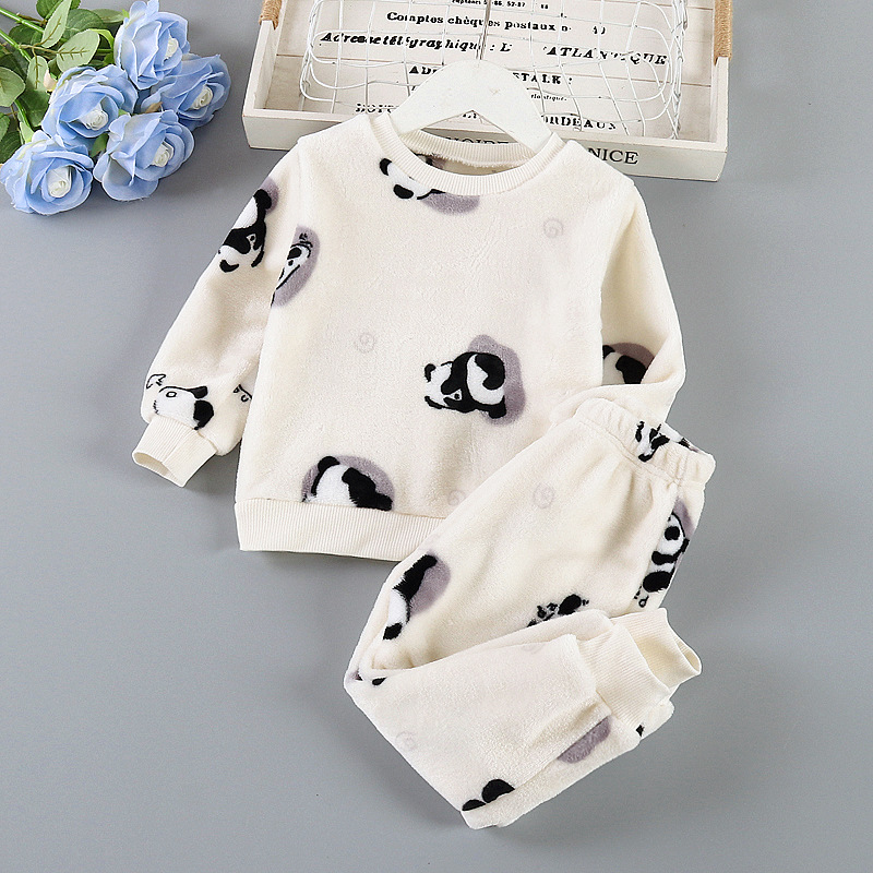 Girls Winter and Autumn Flannel pajamas Two Piece set