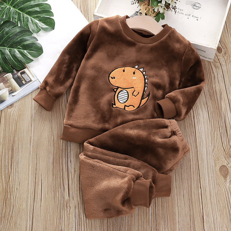 Girls Winter and Autumn Flannel pajamas Two Piece set