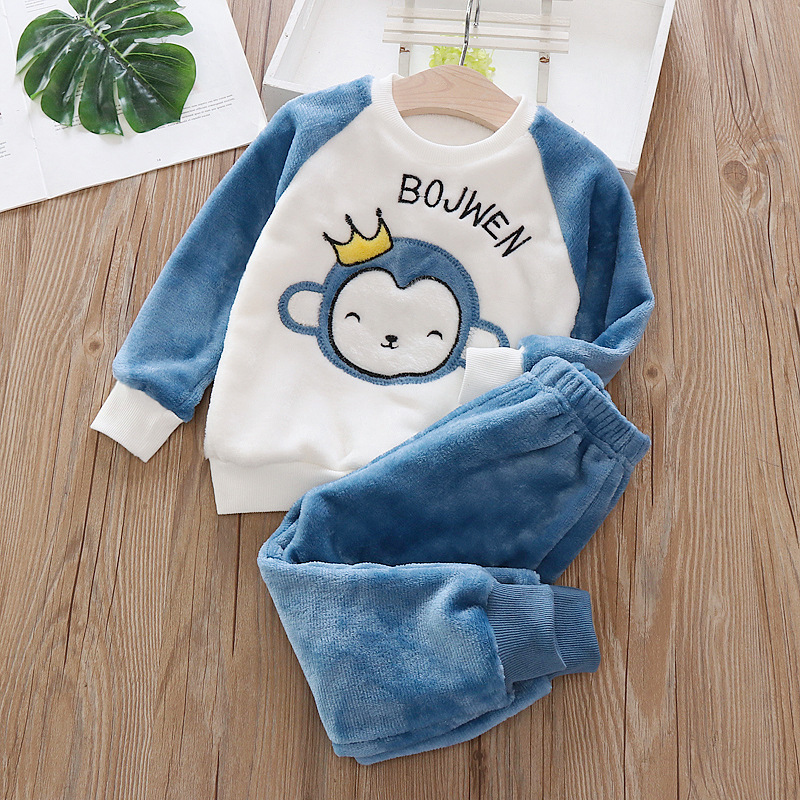 Girls Winter and Autumn Flannel pajamas Two Piece set