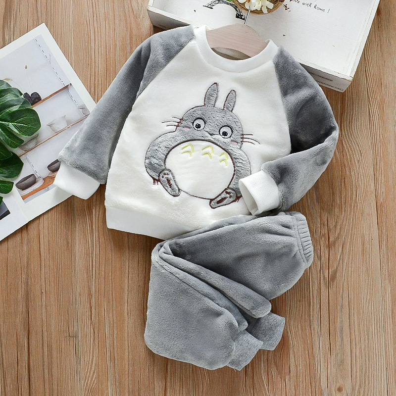 Girls Winter and Autumn Flannel pajamas Two Piece set