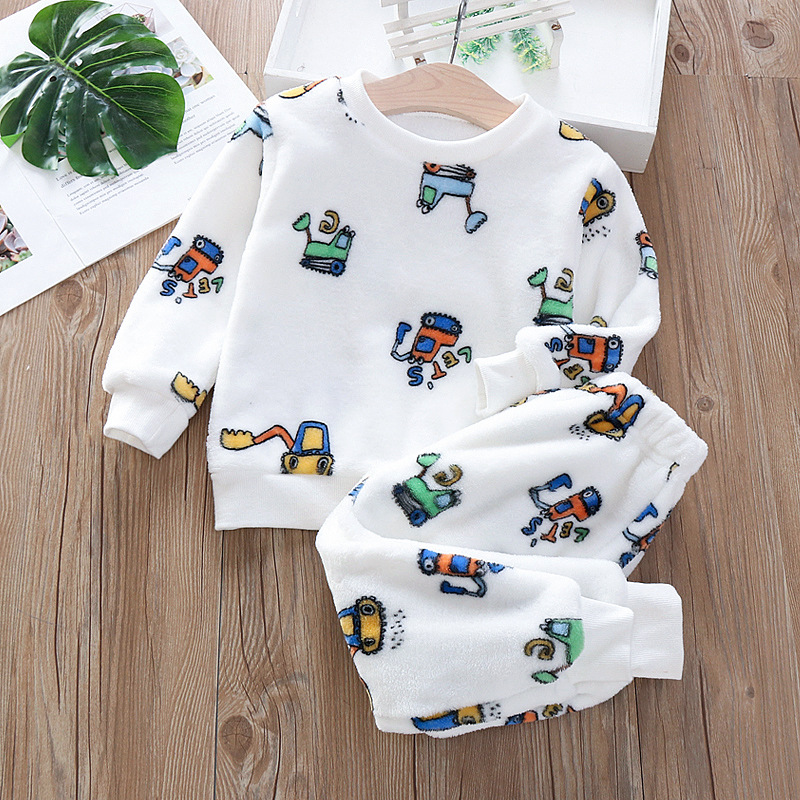 Girls Winter and Autumn Flannel pajamas Two Piece set