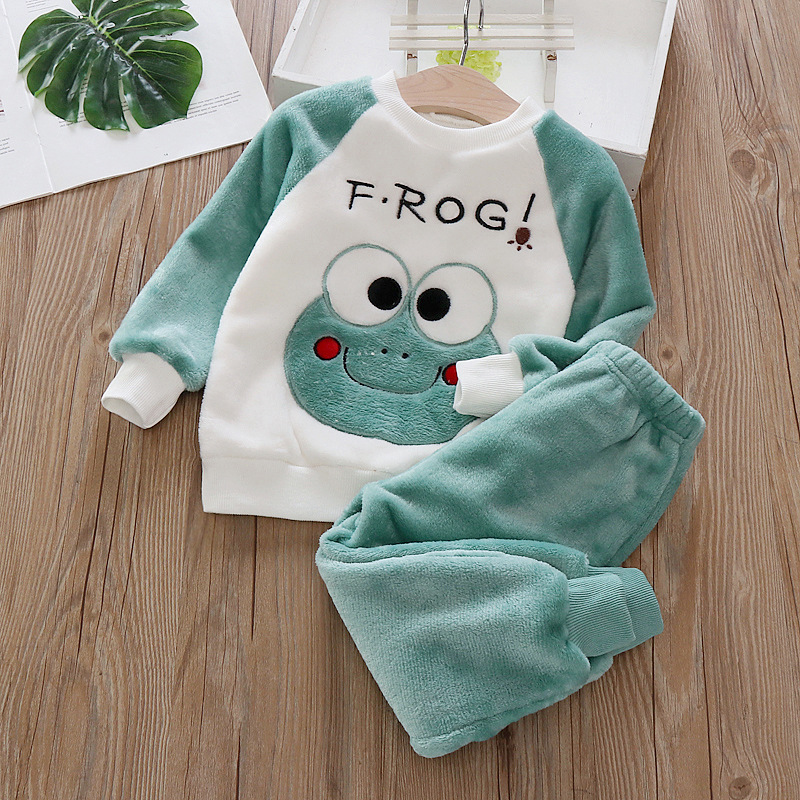 Girls Winter and Autumn Flannel pajamas Two Piece set