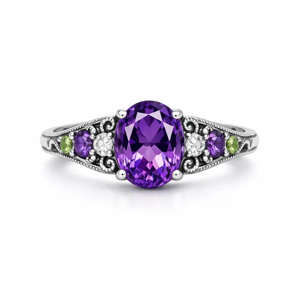 Bohemian Amethyst Gemstone Ring