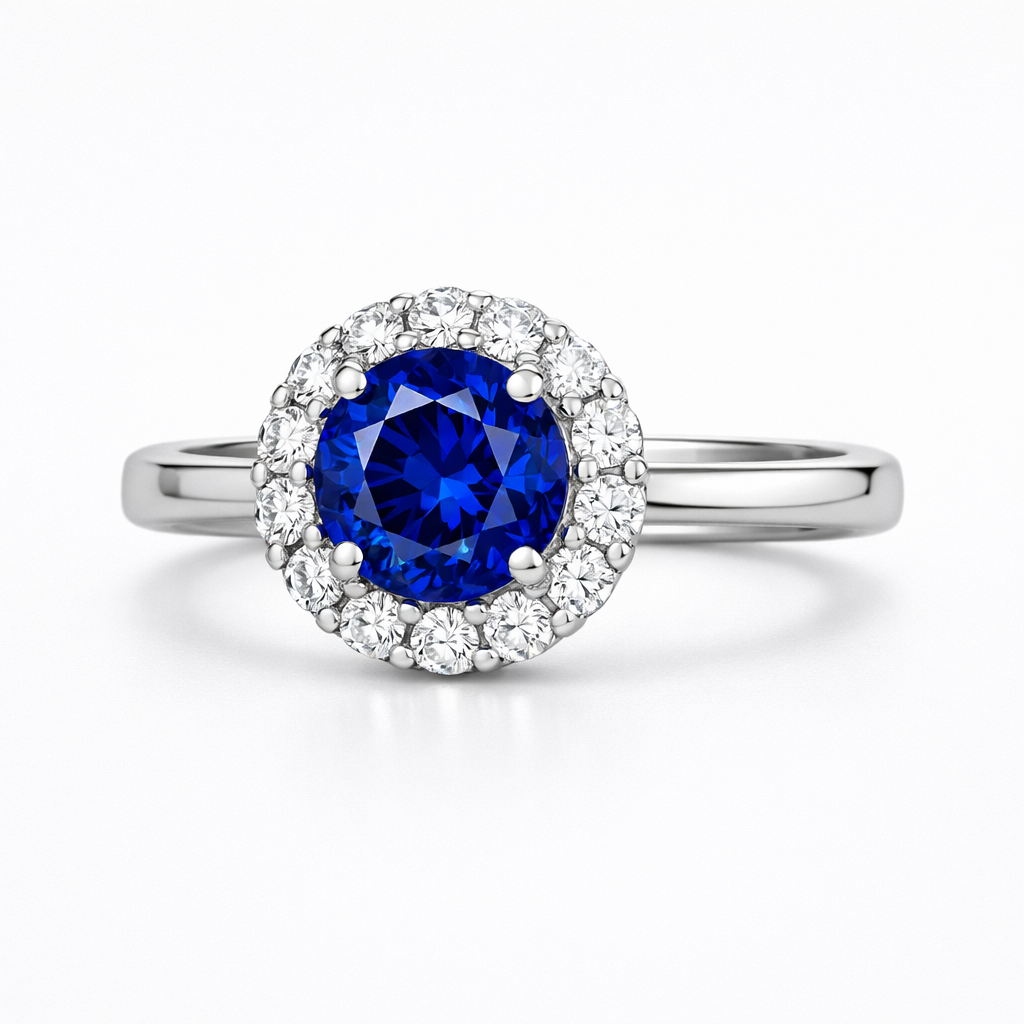 Sparkling Sapphire Halo Ring