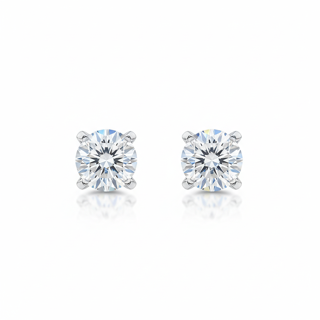 Sparkling Solitaire Diamond Stud Earrings